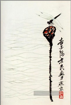  Lotus Kunst - Qi Baishi Lotus und Libelle Traditionellen chinesischen